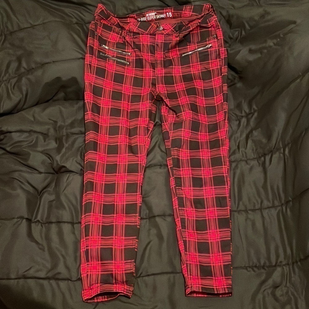 Hot Topic Denim Skinny Plaid Pants